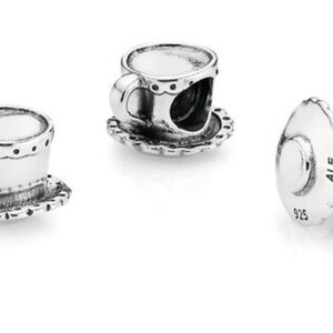 Pandora Retired Tea Cup and Saucer silver charm